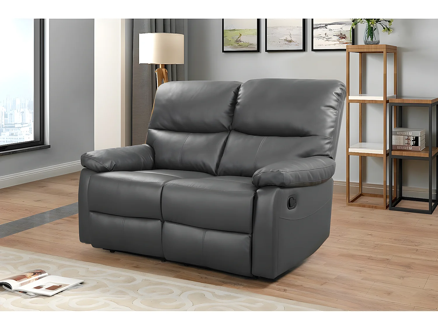 Canapé relax "Lincoln" - 147 x 89 x 103 cm - 2 places - Gris