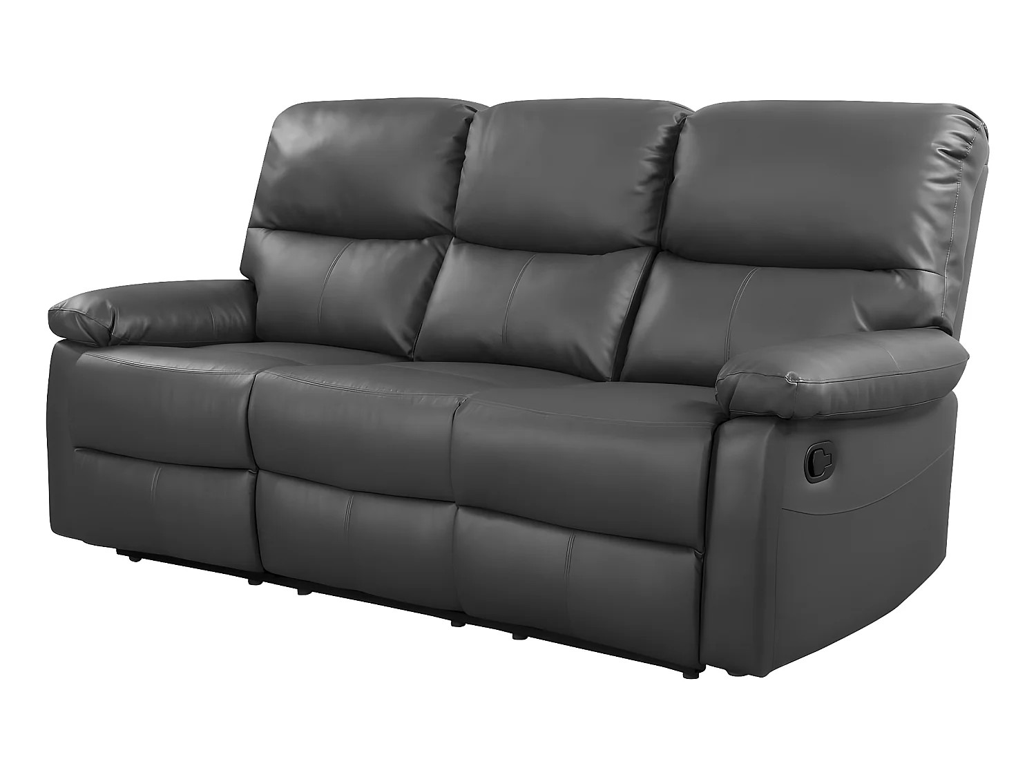 Relaxbank "Lincoln" 3-zits in grijze PVC met handmatig relaxmechanisme