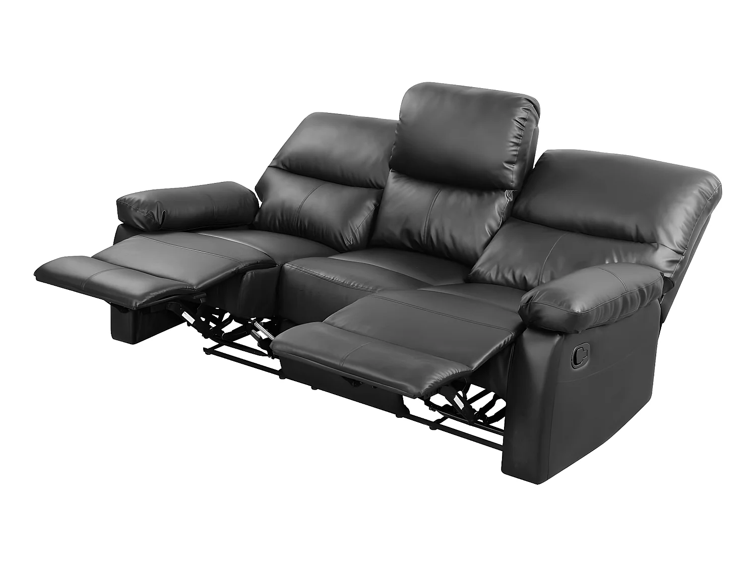 Relaxbank "Lincoln" 3-zits in grijze PVC met handmatig relaxmechanisme