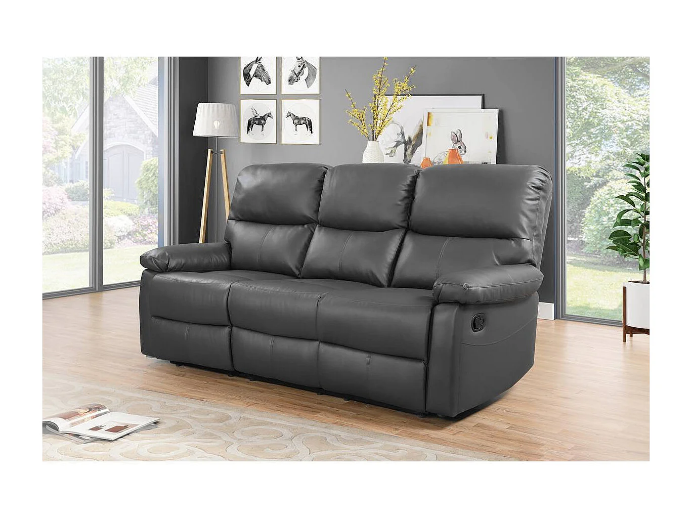 Canapé relax "Lincoln" - 197 x 89 x 103 cm - 3 places - Gris