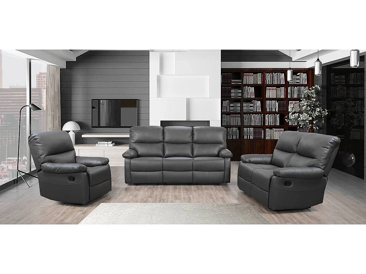 Canapé relax "Lincoln" - 197 x 89 x 103 cm - 3 places - Gris