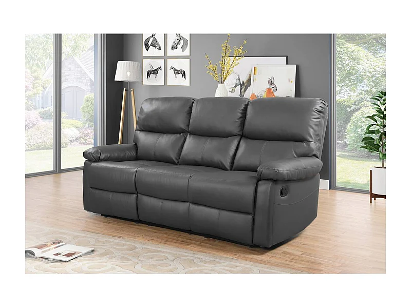 Canapé relax "Lincoln" - 197 x 89 x 103 cm - 3 places - Gris