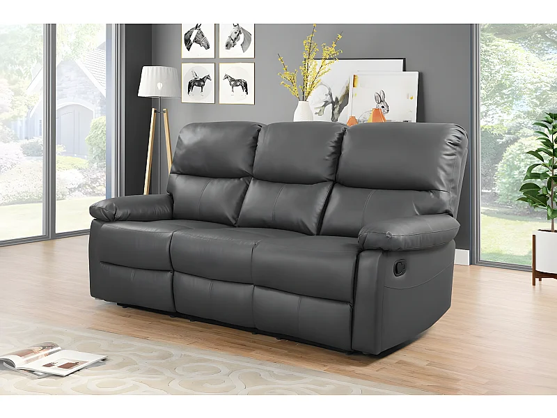 Canapé relax "Lincoln" - 197 x 89 x 103 cm - 3 places - Gris