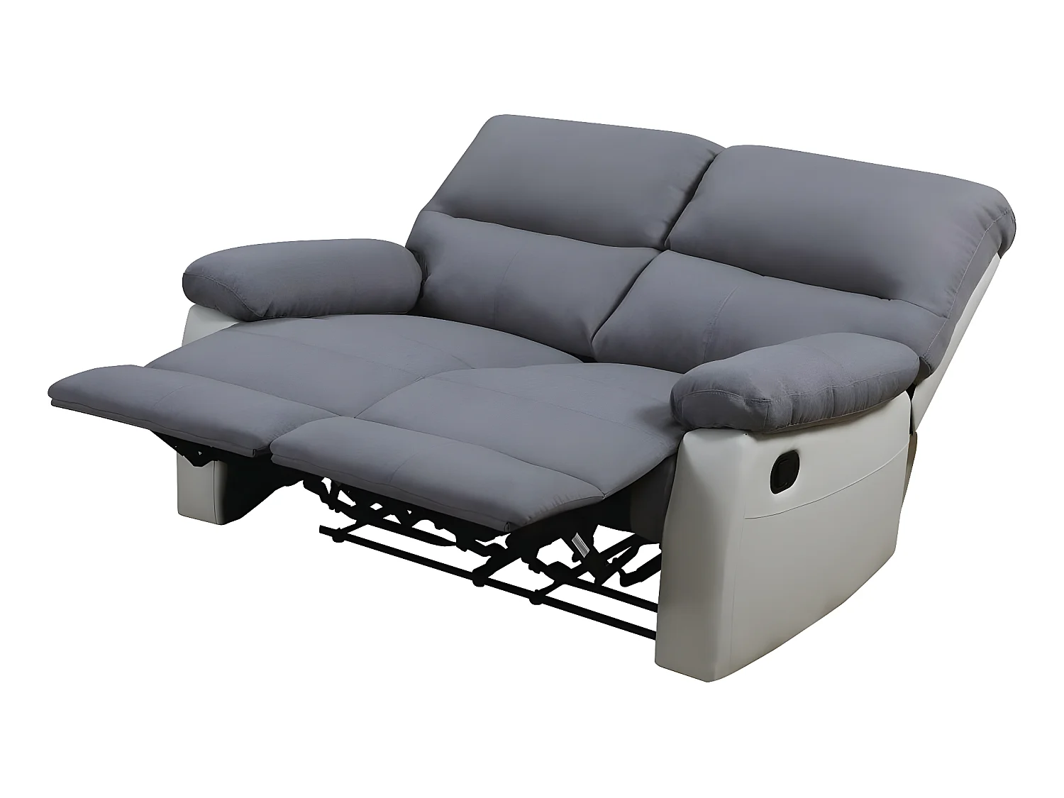 Relaxbank "Lincoln" voor 2 personen, verstelbaar, in wit/grijs stof met handmatig mechanisme