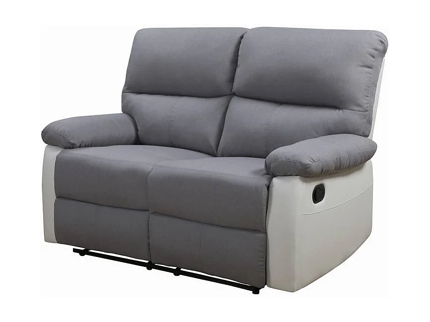 Canapé relax "Lincoln" - 147 x 89 x 103 cm - 2 places - Blanc / gris clair