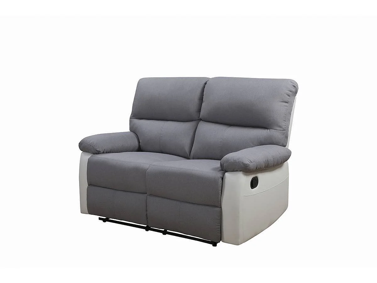Divano "Lincoln" - 147 x 89 x 103 cm - 2 posti a sedere - Bianco / grigio chiaro