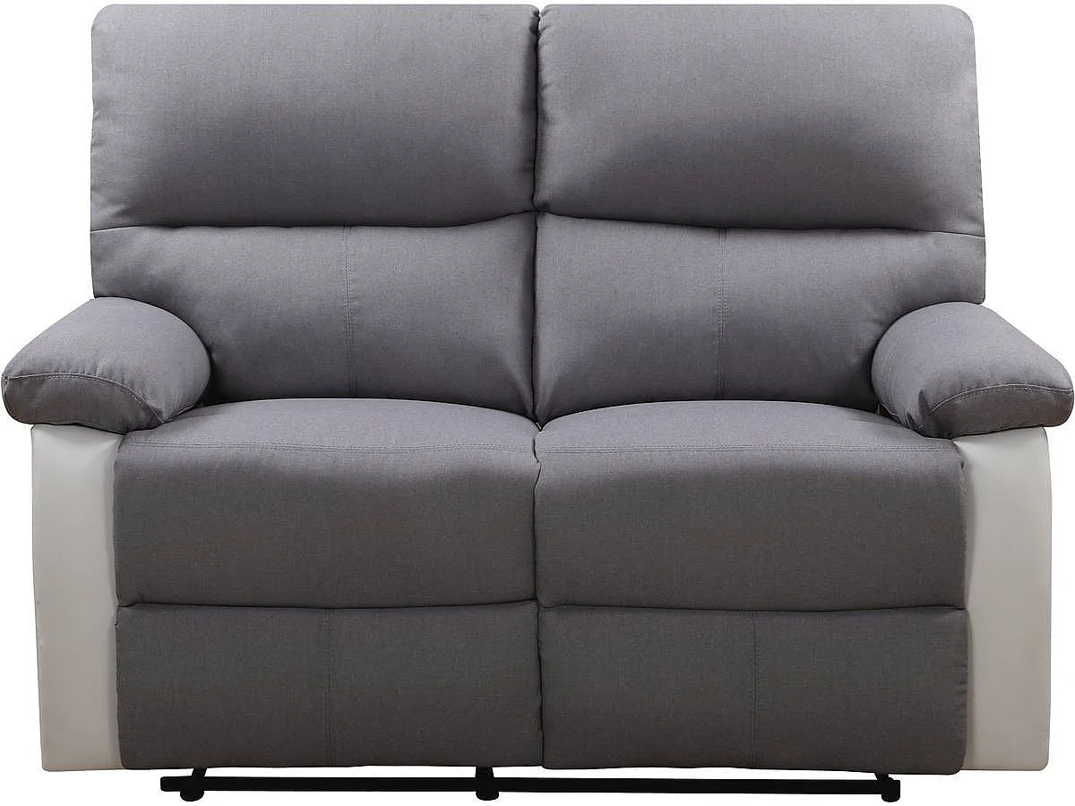 Divano "Lincoln" - 147 x 89 x 103 cm - 2 posti a sedere - Bianco / grigio chiaro