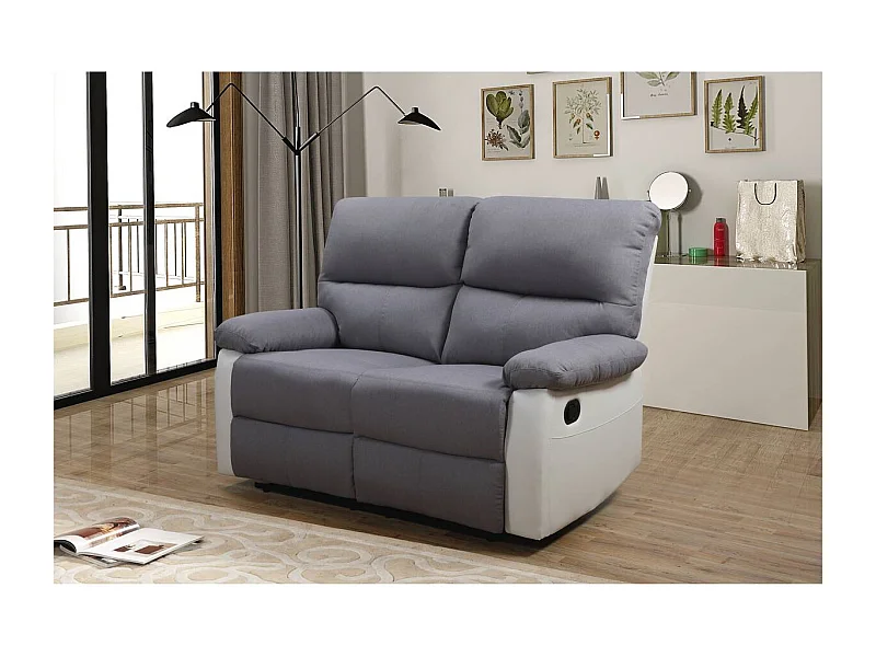 Canapé relax "Lincoln" - 147 x 89 x 103 cm - 2 places - Blanc / gris clair