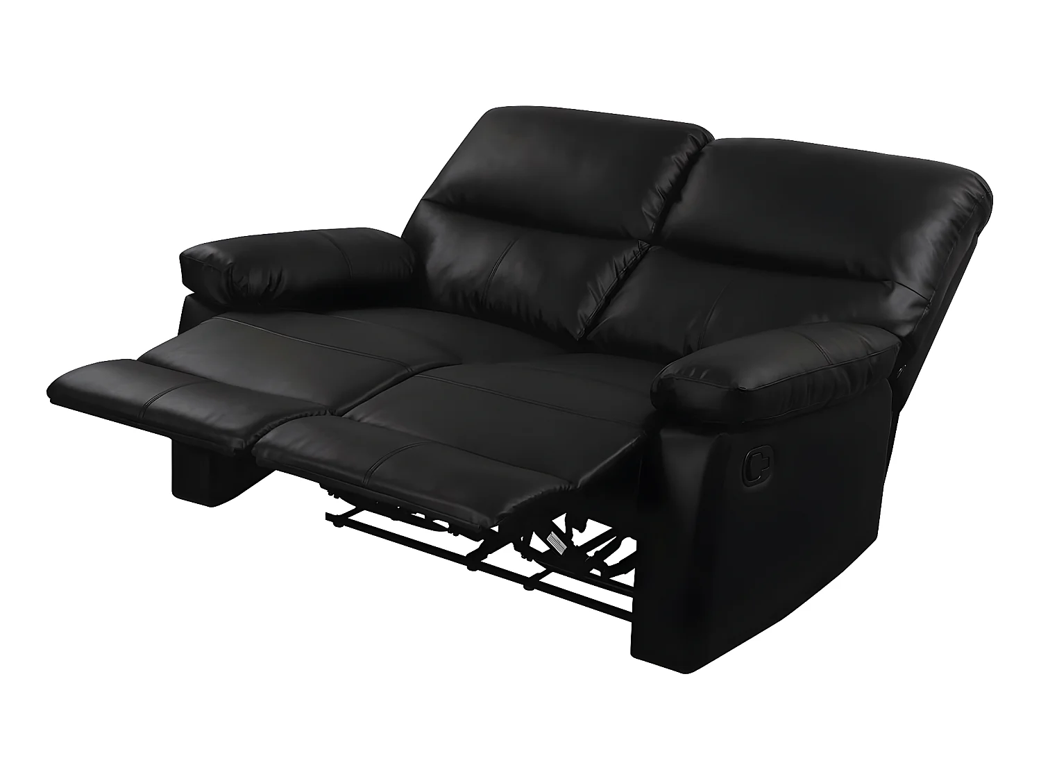 Relaxbank "Lincoln" 2-zits in zwart PVC met handmatig kantelmechanisme