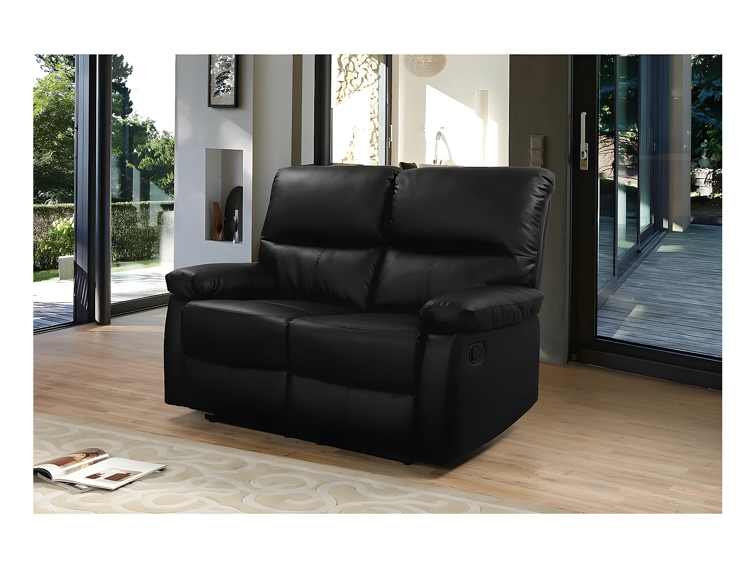 Canapé relax "Lincoln" - 147 x 89 x 103 cm - 2 places - Noir