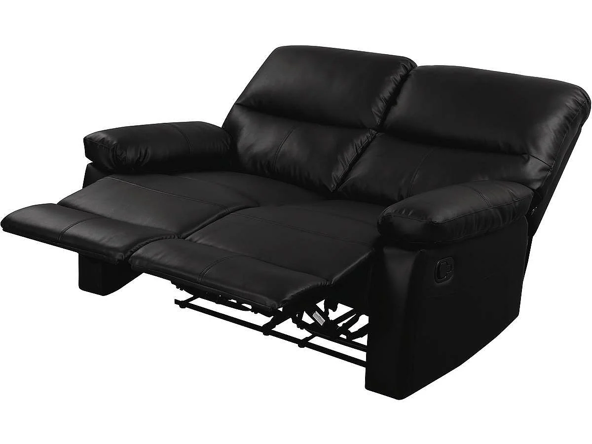 Relaxfauteuil relaxstoel verstelbaar bank "Lincoln" - 147 x 89 x 103 cm - 2 zits - Zwart