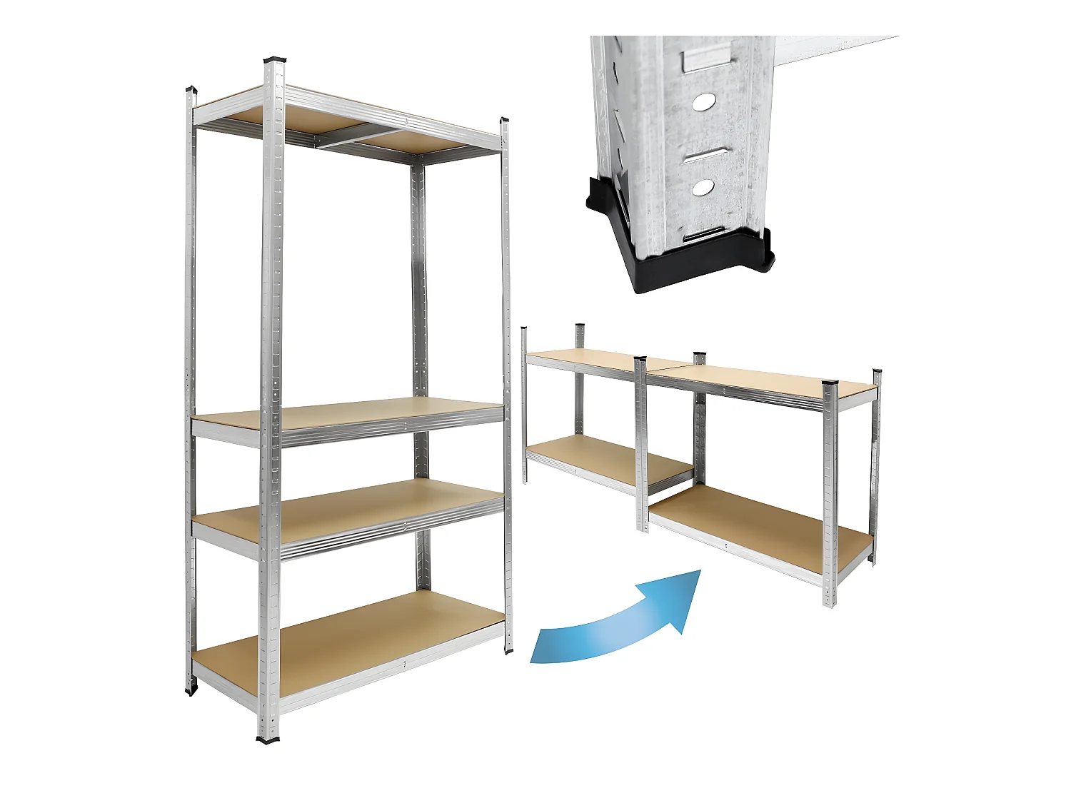 2x Scaffale per stoccaggio pesante 4 livelli MDF 320 kg ECD Germany