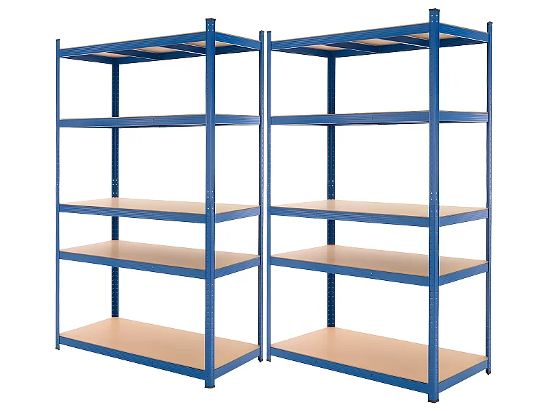 2x Étagère charge lourde stockage métallique bleu 200x100x60cm ECD Germany