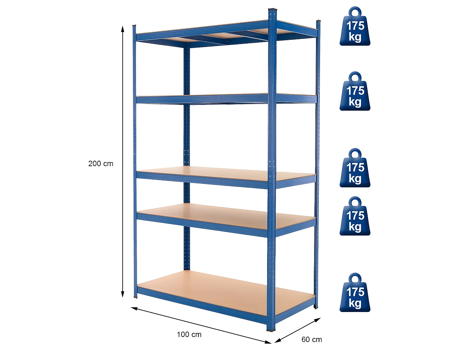 2x Scaffale in metallo verniciato a polvere blu ECD Germany