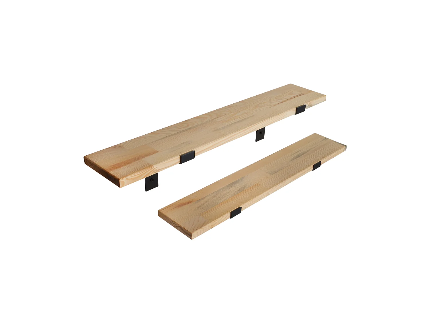 Lot de 2 étagères murales Løgstør 75 x 14 x 14 cm pin naturel [en.casa]