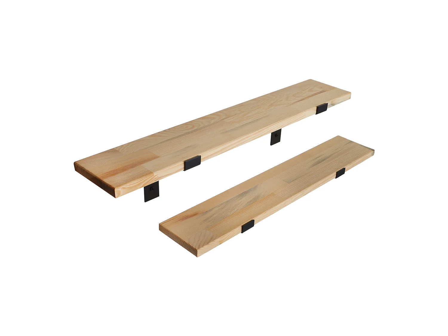 Lot de 2 étagères murales Løgstør 75 x 14 x 14 cm pin naturel [en.casa]