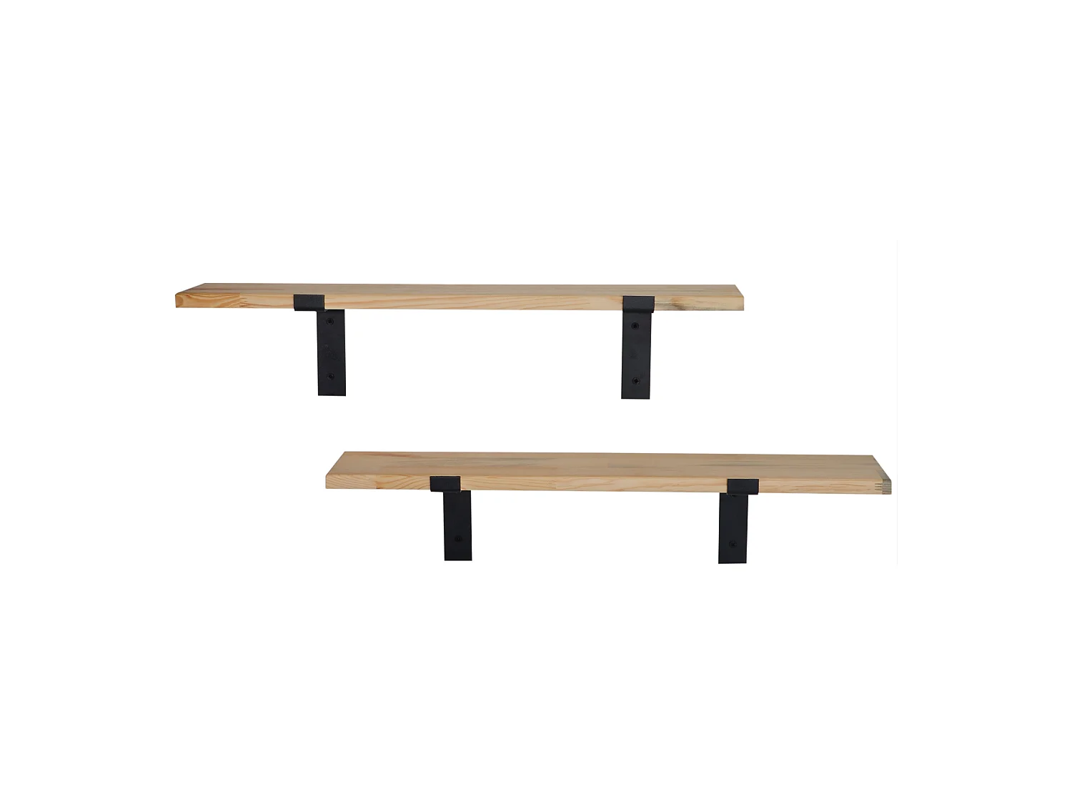 Lot de 2 étagères murales Løgstør 75 x 14 x 14 cm pin naturel [en.casa]