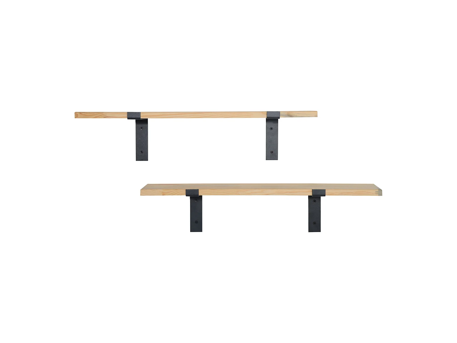 Lot de 2 étagères murales Løgstør 75 x 14 x 14 cm pin naturel [en.casa]