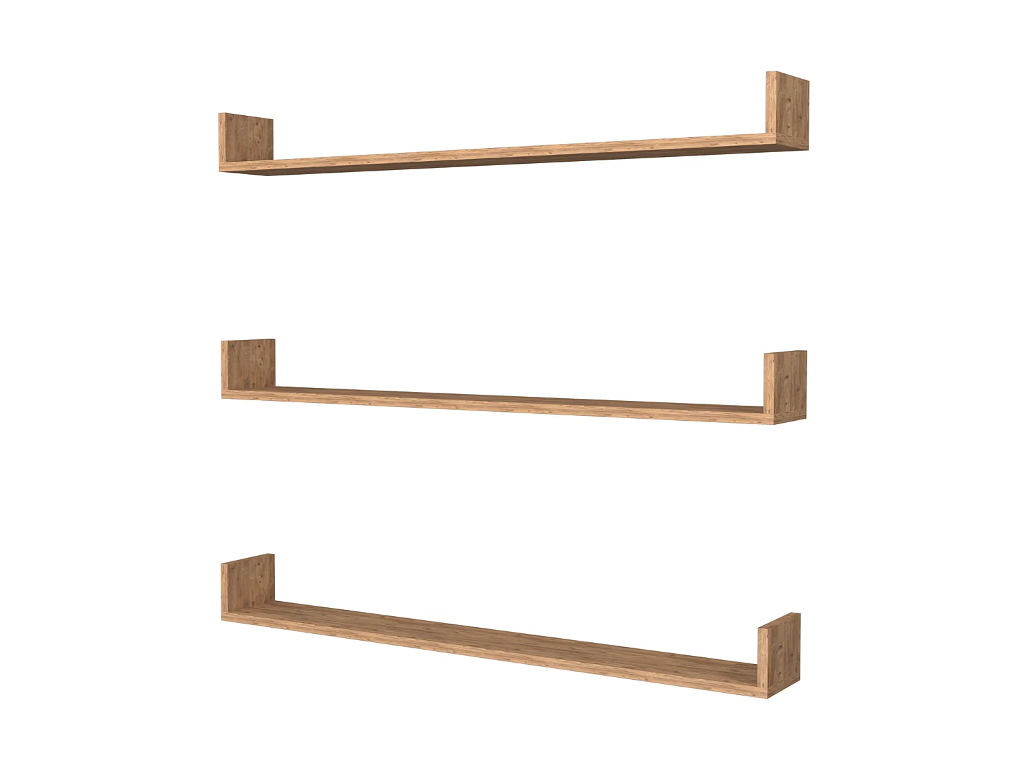 Lot de 3 étagères murales Höganäs 12 x 120 x 15 cm effet chêne [en.casa]