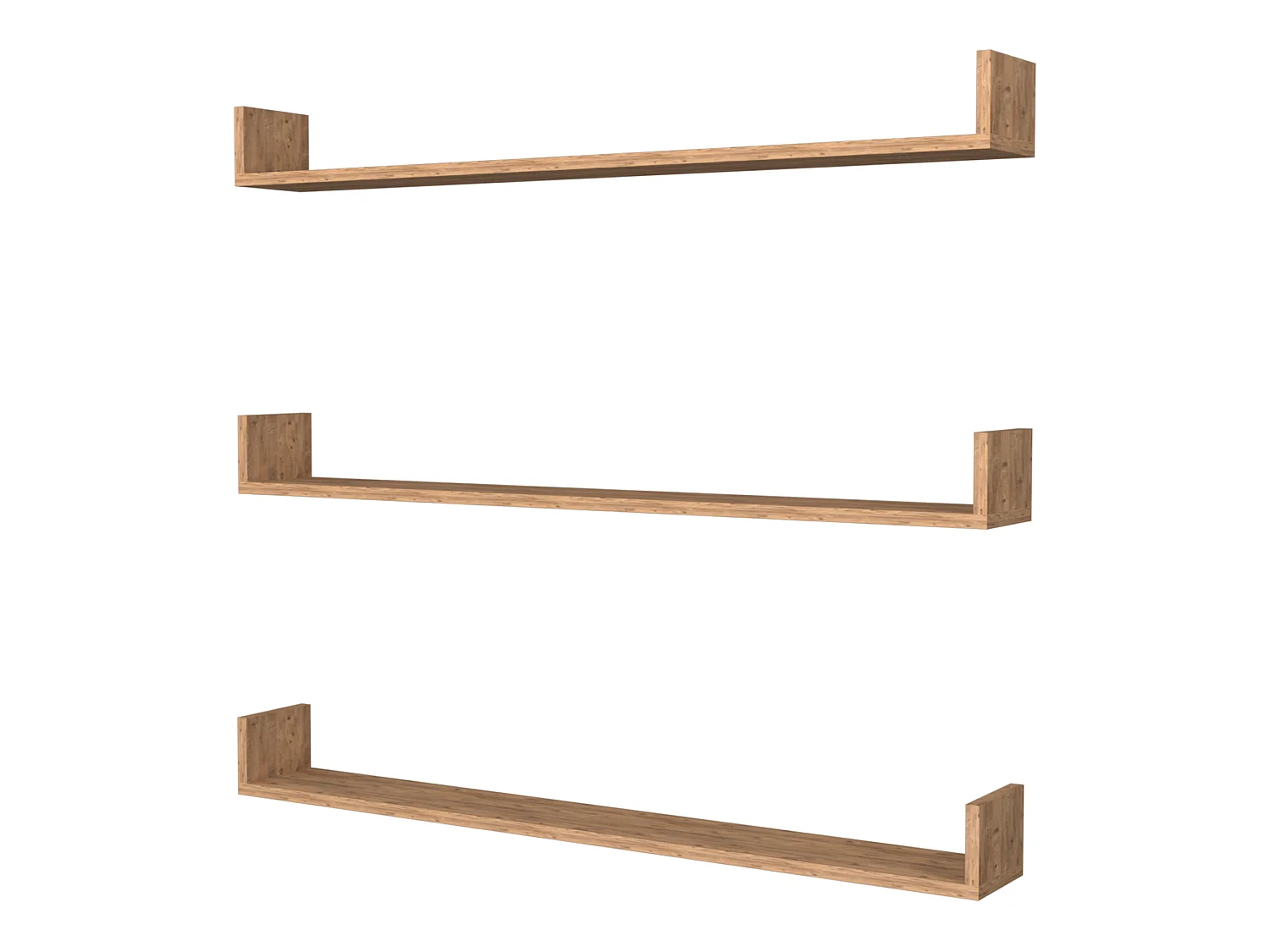 Lot de 3 étagères murales Höganäs 12 x 120 x 15 cm effet chêne [en.casa]