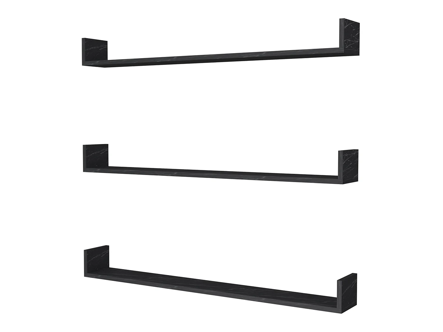 Lot de 3 étagères murales Höganäs 12 x 120 x 15 cm marbre noir [en.casa]