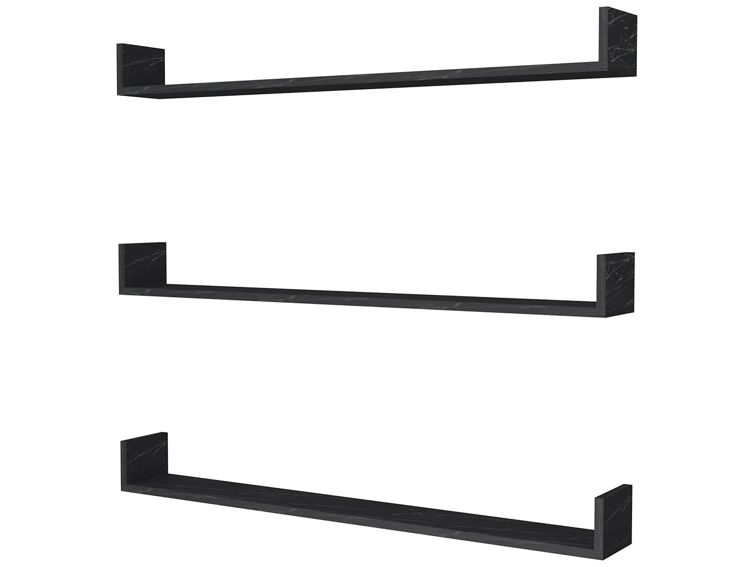 Lot de 3 étagères murales Höganäs 12 x 120 x 15 cm marbre noir [en.casa]