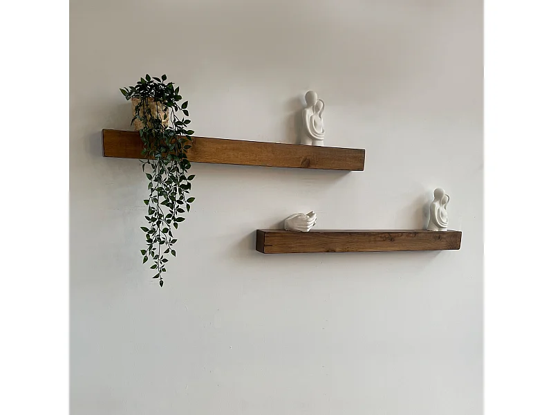 Lot de 2 étagères murales Munkebo 100 x 9 x 9 cm bois de pin avec lasure [en.casa]