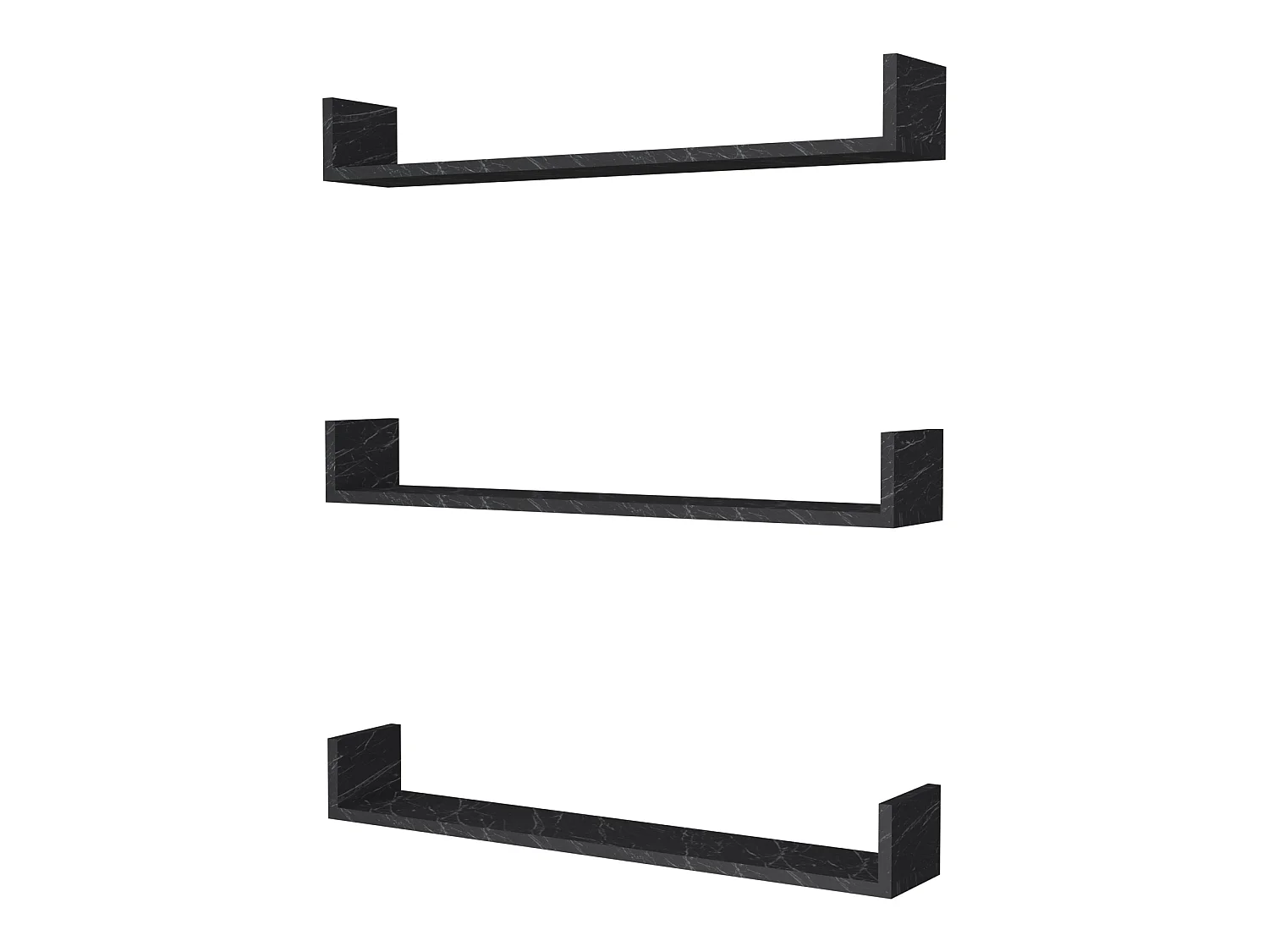 Lot de 3 étagères murales Höganäs 12 x 90 x 15 cm marbre noir [en.casa]