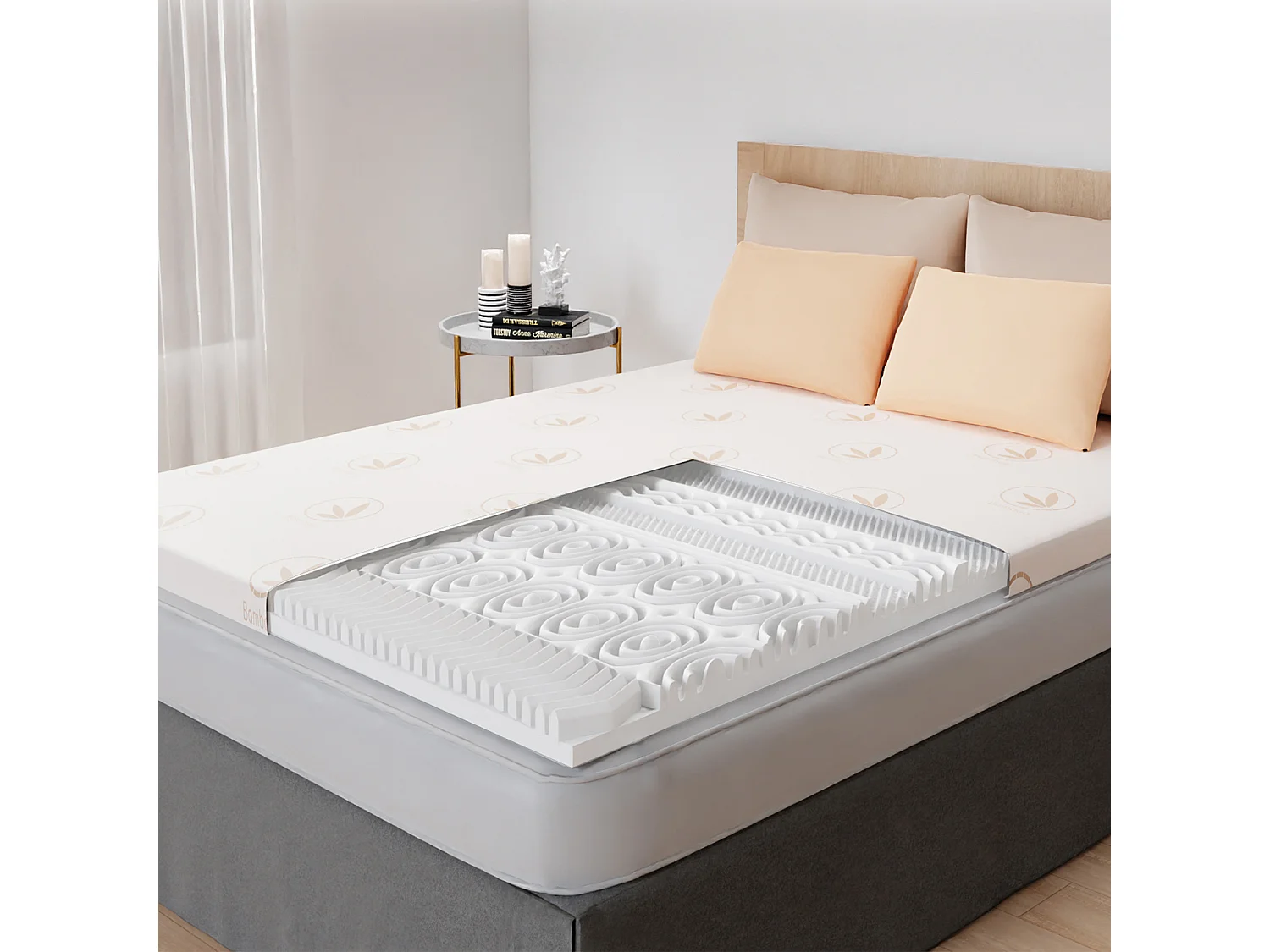 CASABEL Surmatelas 160x200 cm Mémoire de Forme 13 Zones avec Housse amovible et lavable