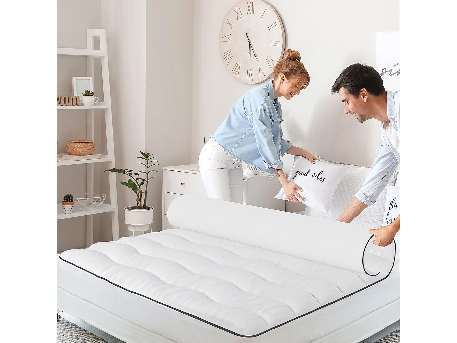 CASABEL Surmatelas Nuage 160x200 cm En Microfibre - Confort Optimal - Moelleux, Respirant