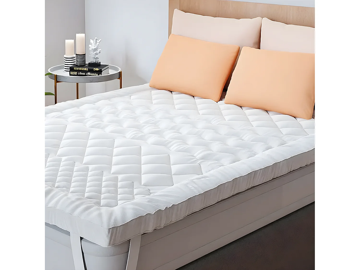 Surmatelas 7 Zones 140x190 cm en Microfibre - Protège Matelas Moelleux et Anti-Acariens