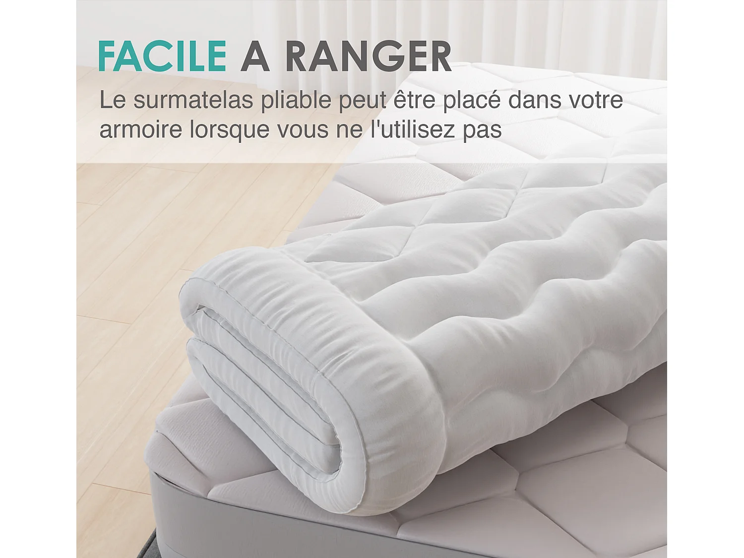 Surmatelas 7 Zones 140x190 cm en Microfibre - Protège Matelas Moelleux et Anti-Acariens