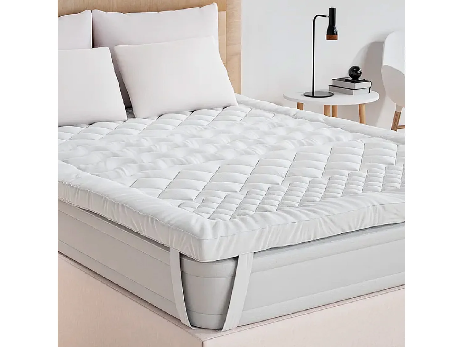 Surmatelas 7 Zones 140x190 cm en Microfibre - Protège Matelas Moelleux et Anti-Acariens