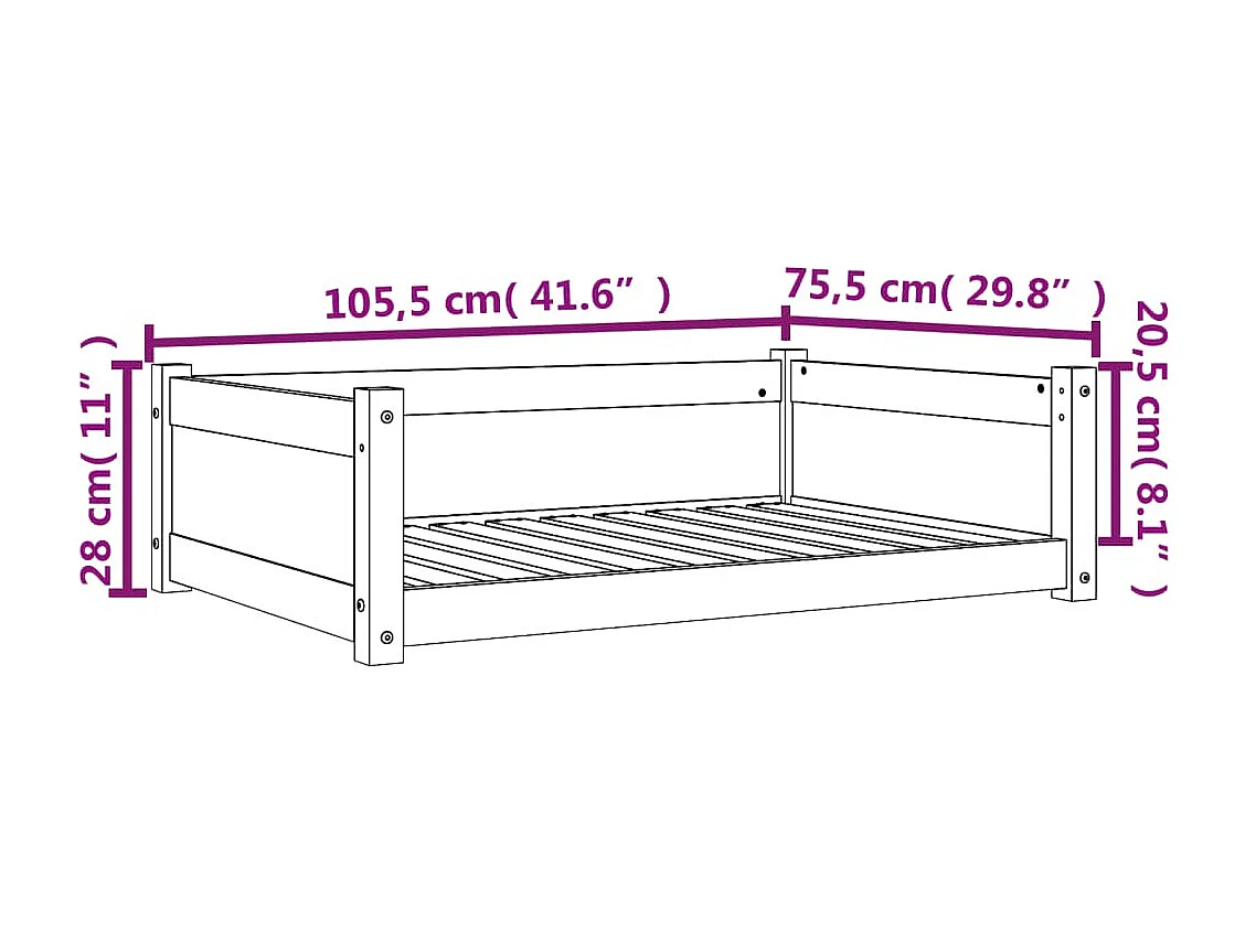 Chatham  Hondenmand 105,5x75,5x28 cm massief grenenhout wasbruin