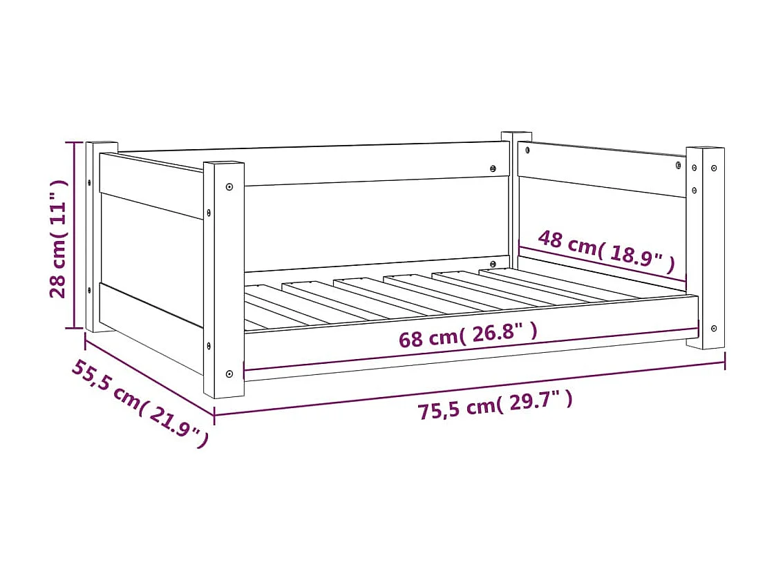 Chatham  Lit pour cen 75,5x55,5x28 cm Bois massif de pin