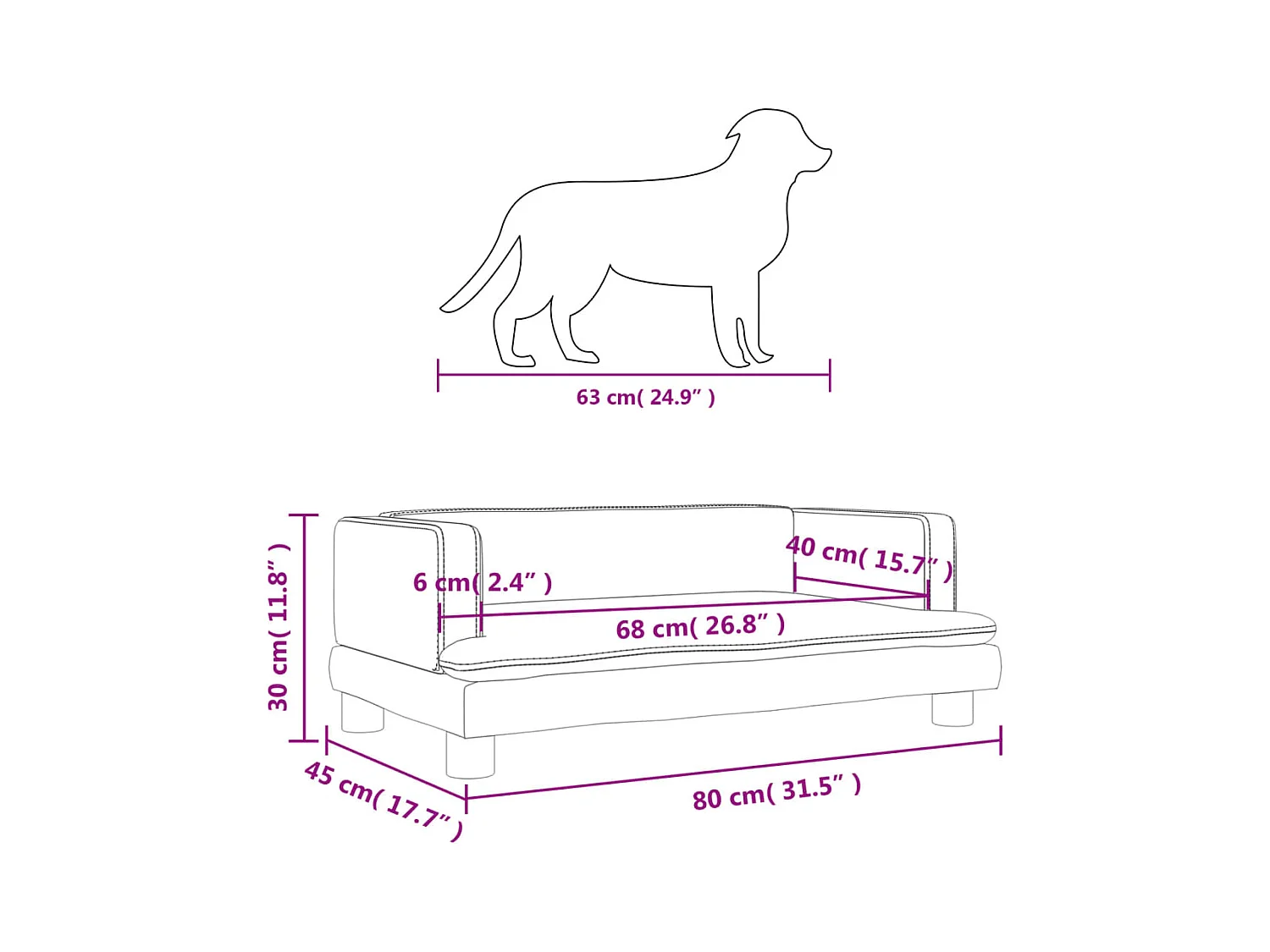 Asdee  Lit pour cen gris 80x45x30 cm similicuir