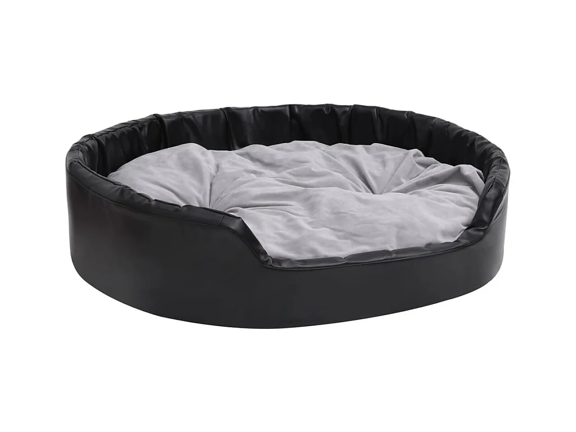 Davidson  Cama para perros felpa y cuero sintético negro gris 99x89x21 cm