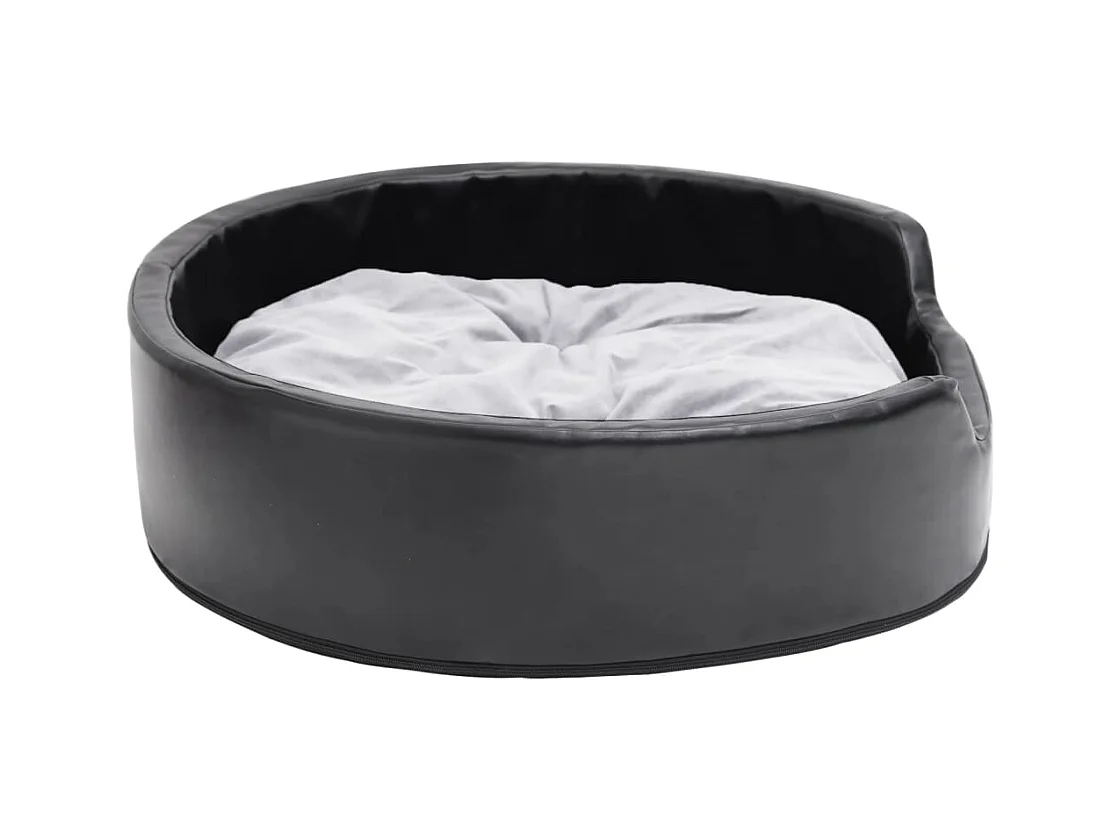 Davidson  Cama para perros felpa y cuero sintético negro gris 79x70x19 cm