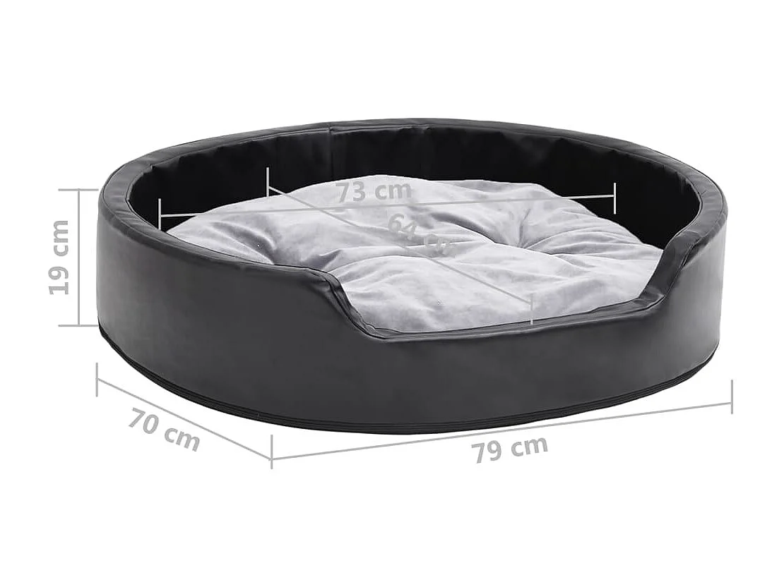 Davidson  Lit pour cens Noir et gris 79x70x19 cm Peluche et similicuir
