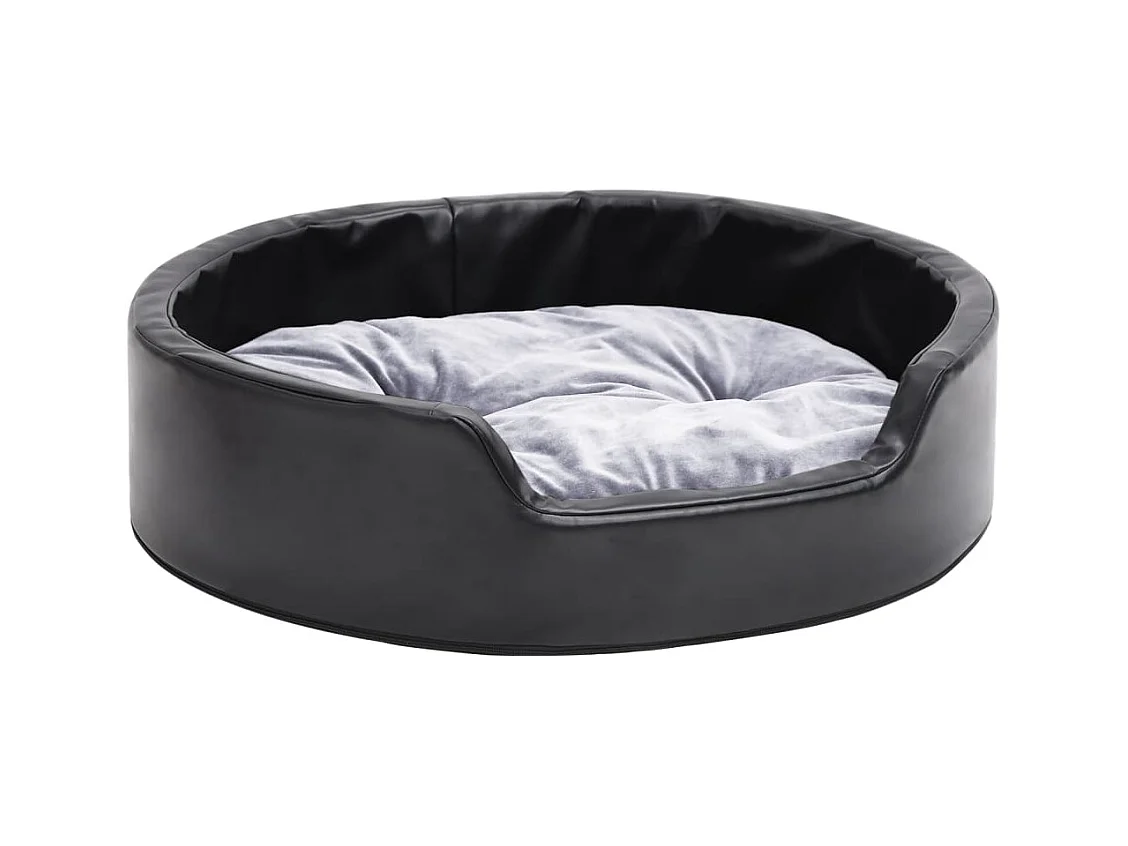 Davidson  Cama para perros felpa y cuero sintético negro gris 69x59x19 cm
