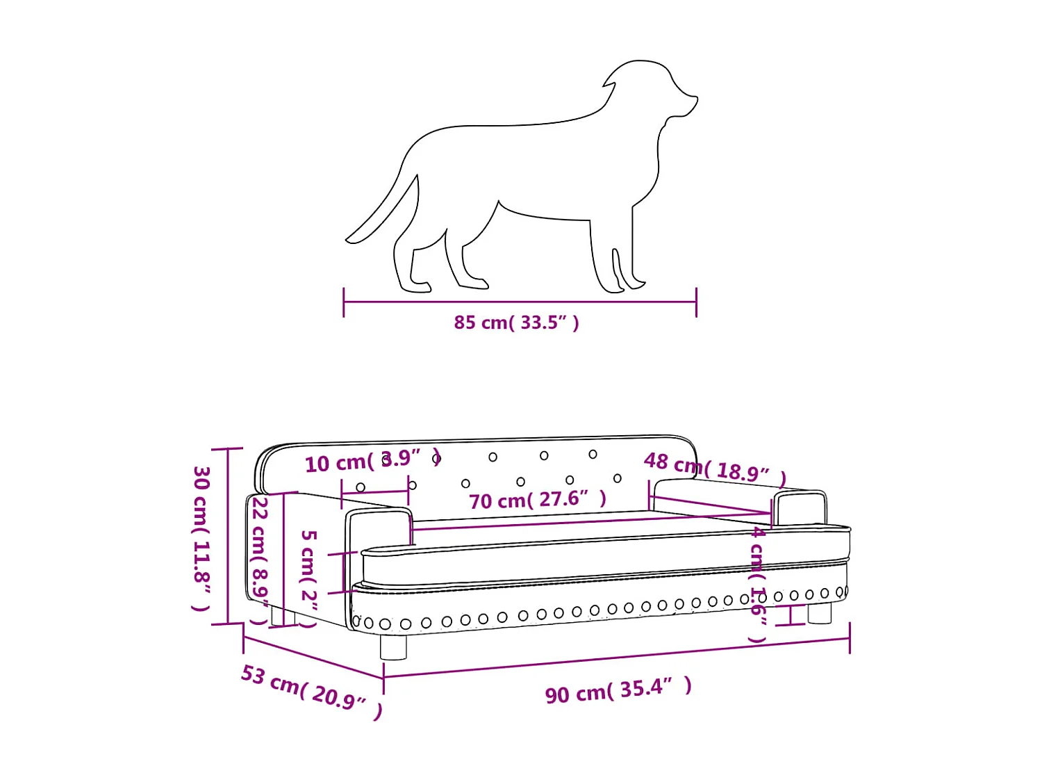 Tenzo  Lit pour cen gris 90x53x30 cm similicuir