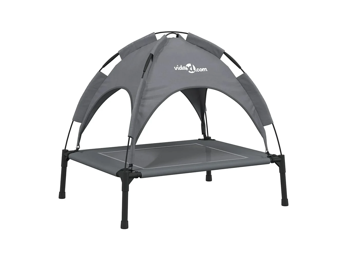 Marie-Fabienne  Lit pour cen avec auvent anthracite tissu Oxford et acier