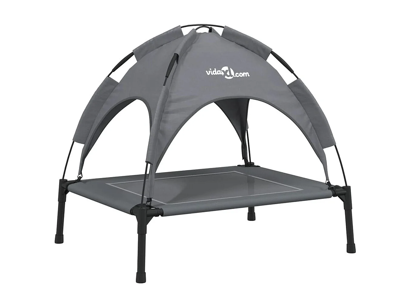 Marie-Fabienne  Lit pour cen avec auvent anthracite tissu Oxford et acier