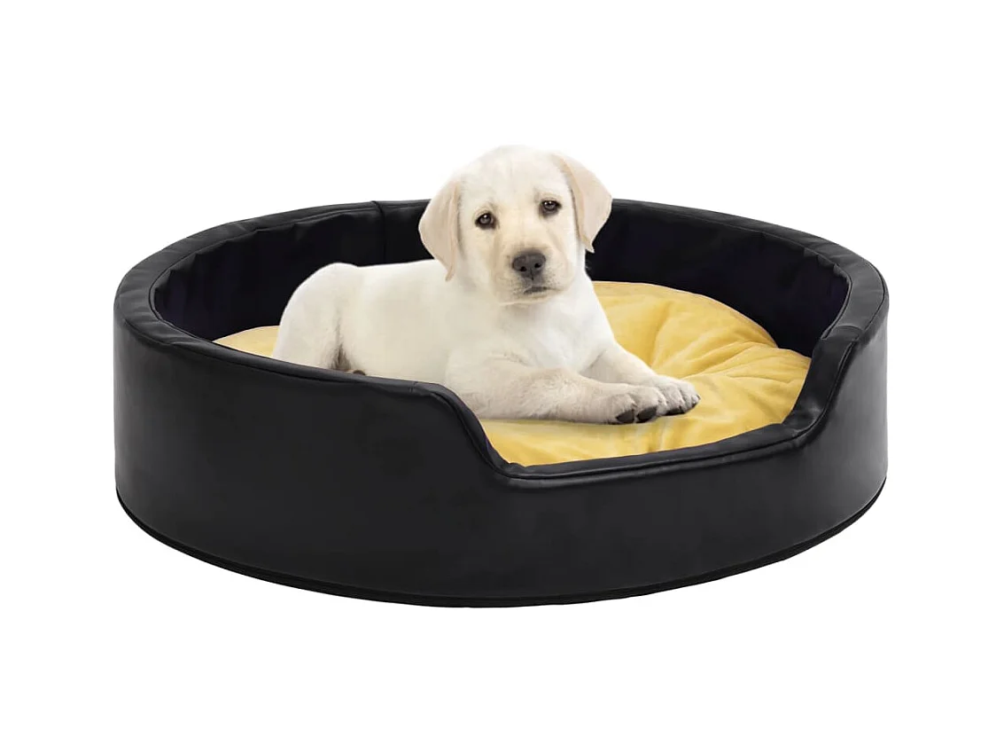 Davidson  Lit pour cens Noir et jaune 99x89x21 cm Peluche et similicuir