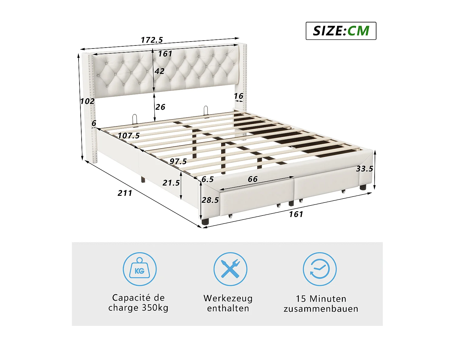 Bedframe 160 x 200 met laden, gestoffeerd bed met LED en USB, fluwelen gestoffeerd bed, beige