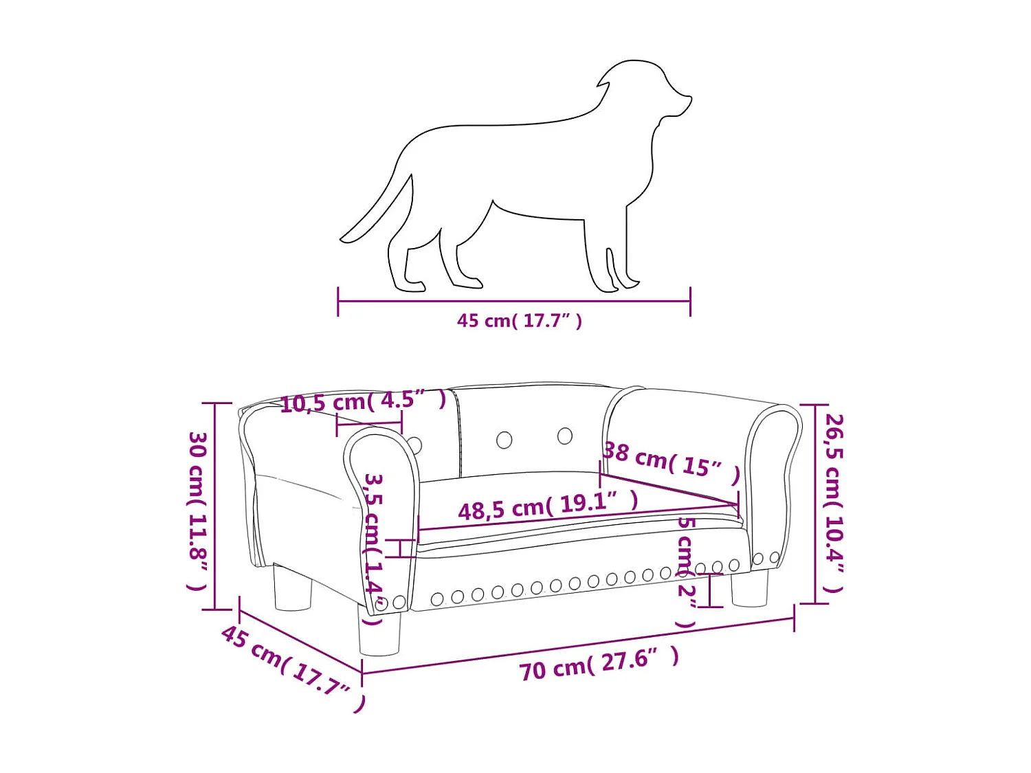 West Branch  Lit pour cen gris 70x45x30 cm similicuir