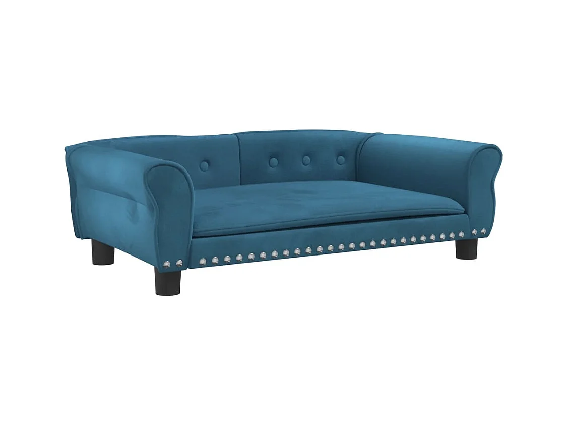 West Branch  Lit pour cen bleu 95x55x30 cm velours