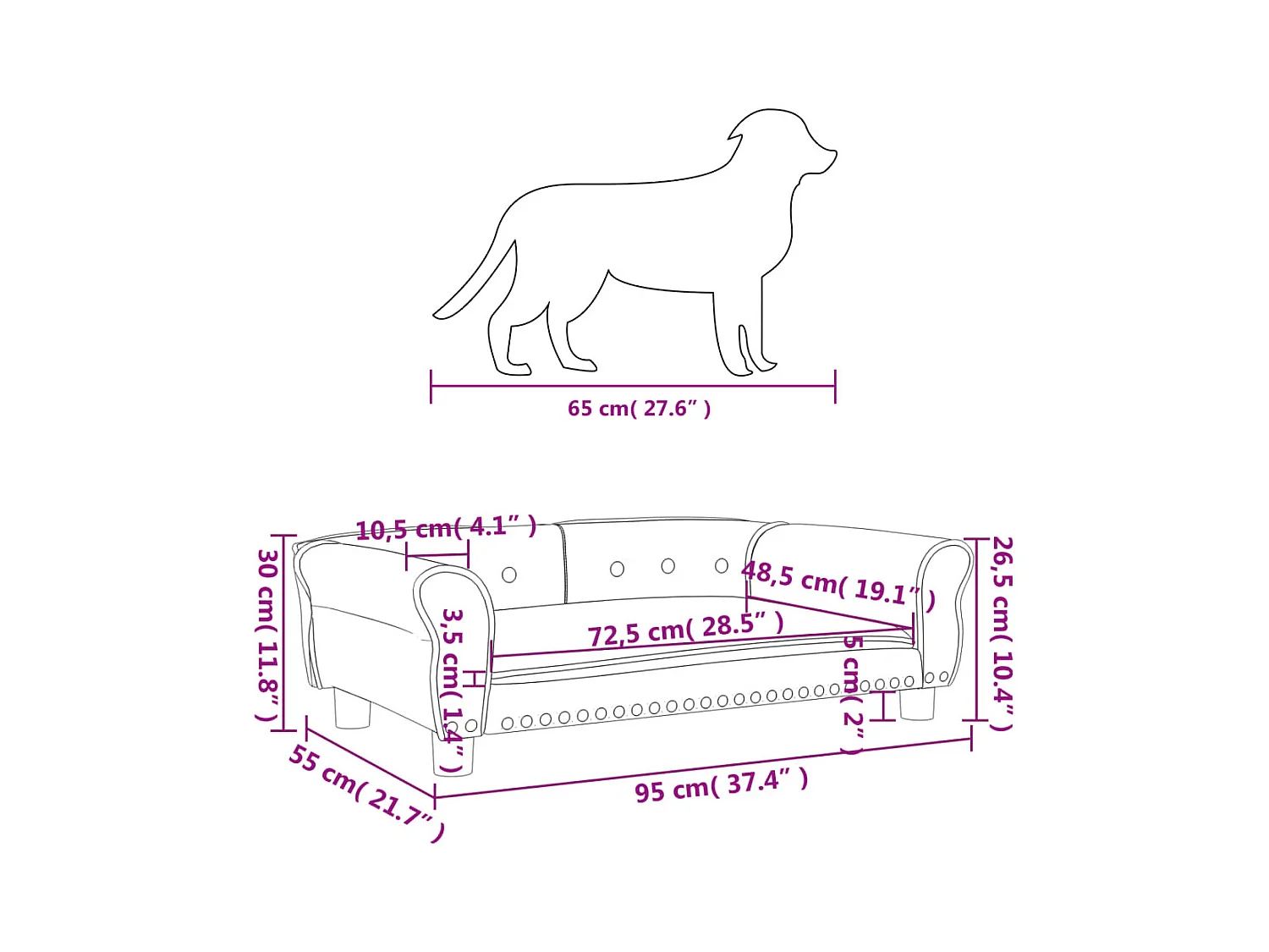 West Branch  Lit pour cen gris foncé 95x55x30 cm velours