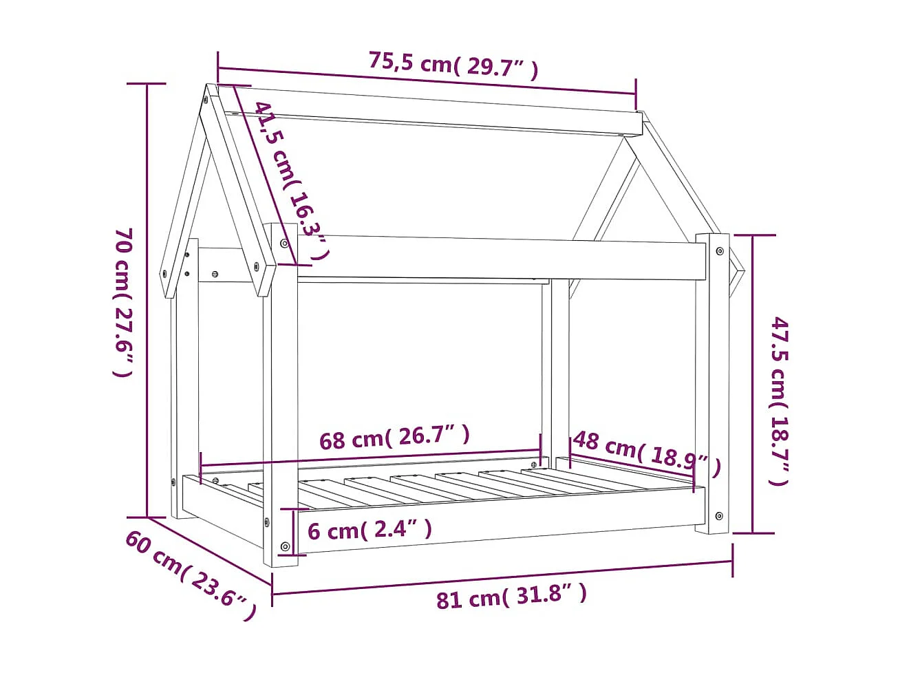 Naomi  Lit pour cen Blanc 81x60x70 cm Bois de pin solide