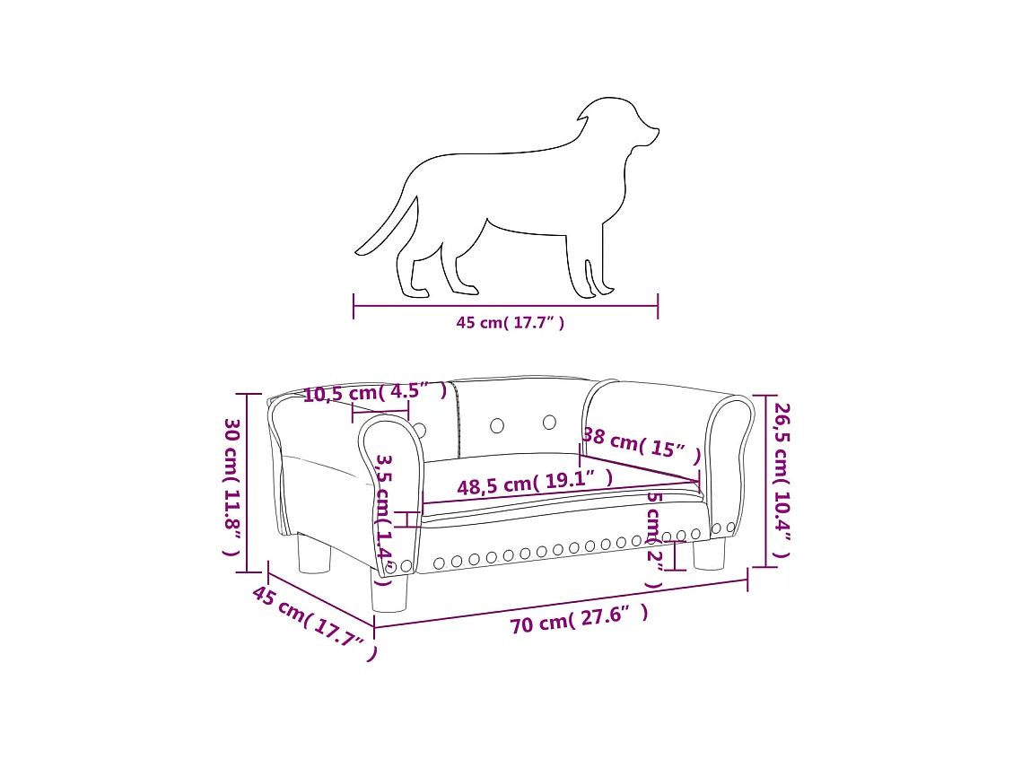 West Branch  Lit pour cen bleu 70x45x30 cm velours